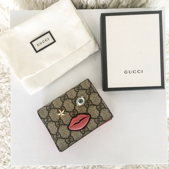 Gucci Handbags - Gucci Monogram Embroidered Face Card Wallet